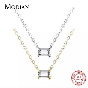 Cz gold and silver dainty necklace
